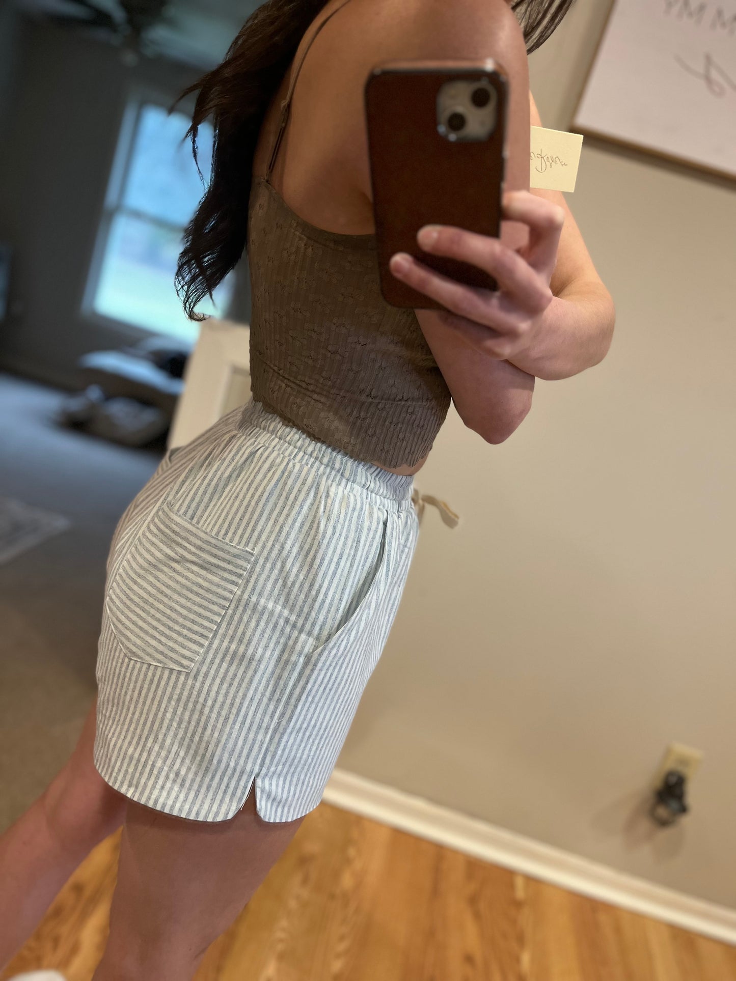 Striped Linen Drawstring Shorts