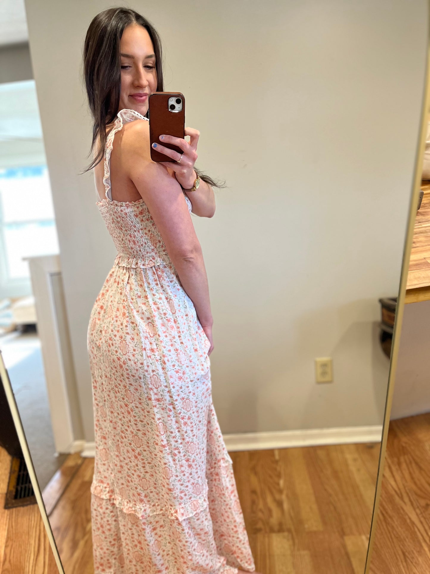 Ruffle Strap Floral Maxi Dress