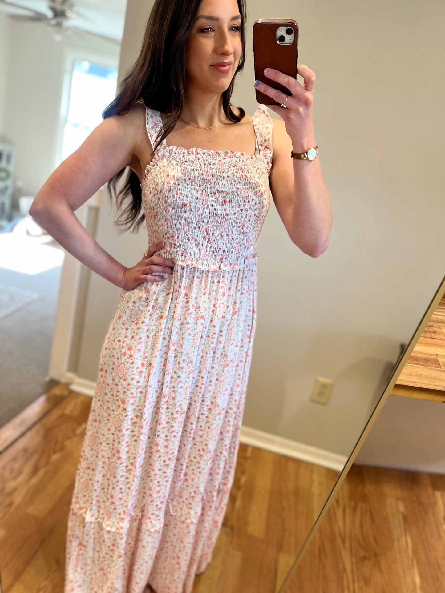 Ruffle Strap Floral Maxi Dress