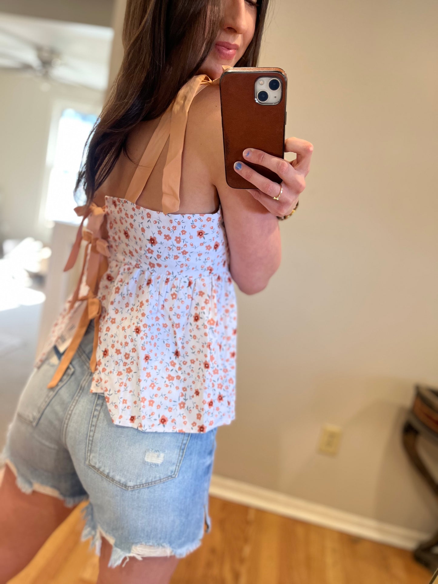 Ribbon Floral Babydoll Tank